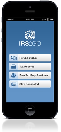 Phone with IRS2GO app