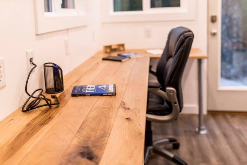 Photo provided by Brian Mininger Desk and chair in tiny mobile office space
